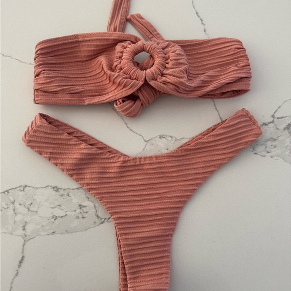 Pink Ribbed Bikini Set - Picture 1 of 3